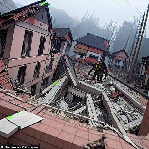  Houses collapsed in the earthquake, burying many residents, and firefighters rescued many survivors.