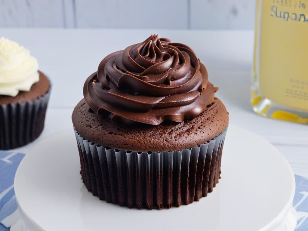  A closeup, ultradetailed image of a perfectly piped sugarfree chocolate ganache frosting on a decadent diabeticfriendly chocolate cupcake, showcasing intricate swirls and delicate details. The frosting is elegantly dusted with a sprinkle of unsweetened cocoa powder, creating a visually stunning and appetizing dessert that embodies the essence of sophisticated diabetic baking. hyperrealistic, full body, detailed clothing, highly detailed, cinematic lighting, stunningly beautiful, intricate, sharp focus, f/1. 8, 85mm, (centered image composition), (professionally color graded), ((bright soft diffused light)), volumetric fog, trending on instagram, trending on tumblr, HDR 4K, 8K