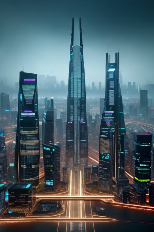  Design a futuristic cityscape with neon-lit skyscrapers and flying cars. hyperrealistic, full body, detailed clothing, highly detailed, cinematic lighting, stunningly beautiful, intricate, sharp focus, f/1. 8, 85mm, (centered image composition), (professionally color graded), ((bright soft diffused light)), volumetric fog, trending on instagram, trending on tumblr, HDR 4K, 8K