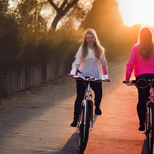 lnkdn photography girls  blondes in bicicle at sunset