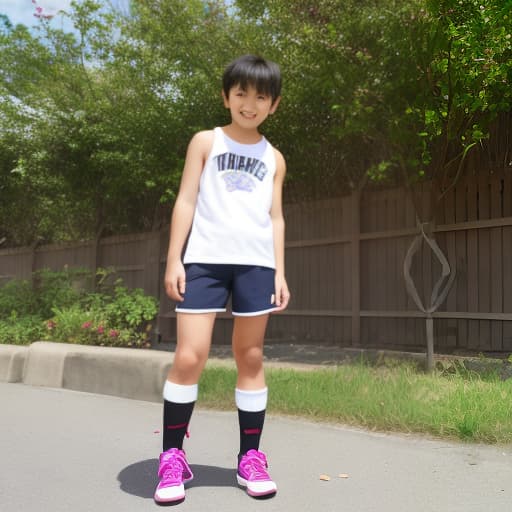  Long high socks Tank top Cute sixth grade hot pants Japanese boy