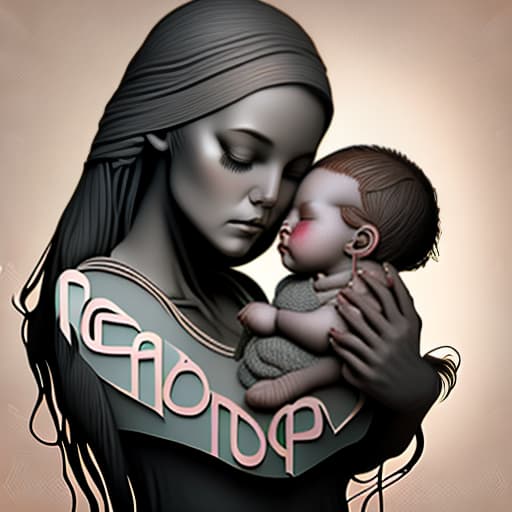 estilovintedois there is a woman holding a baby in her arms with a text overlay that reads with all love, zbrush contest winner, zbrush central contest winner, inspired by Anna Dittmann, inspired by Fabien Charuau, 3