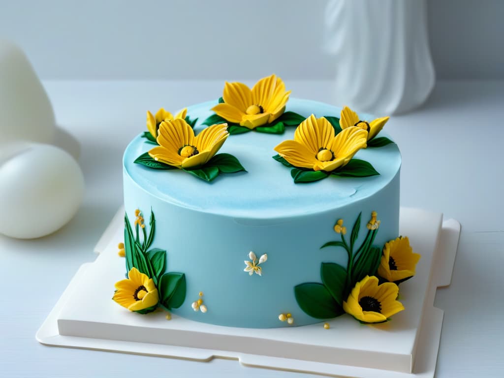  A closeup, ultradetailed image of a perfectly sculpted and delicate sugar flower atop a decadent cake, showcasing intricate details in the petals, leaves, and delicate nuances of color and texture. hyperrealistic, full body, detailed clothing, highly detailed, cinematic lighting, stunningly beautiful, intricate, sharp focus, f/1. 8, 85mm, (centered image composition), (professionally color graded), ((bright soft diffused light)), volumetric fog, trending on instagram, trending on tumblr, HDR 4K, 8K