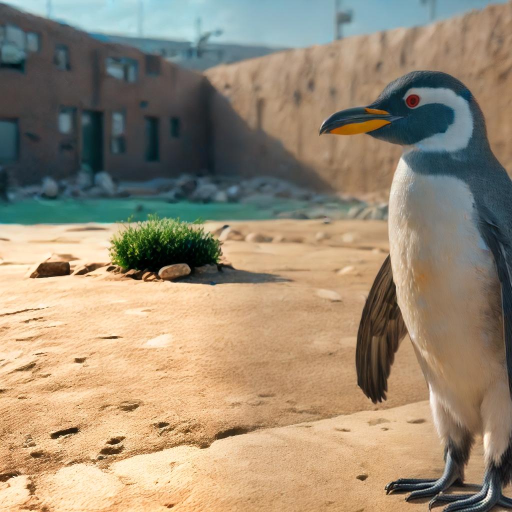  a pinguin in a futuristic city, best quality, ultrahigh resolution, highly detailed, (sharp focus), masterpiece, (centered image composition), (professionally color graded), ((bright soft diffused light)), trending on instagram, trending on tumblr, HDR 4K