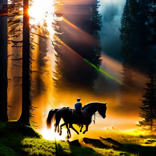  photograph of an ultra realistic forest, dramatic lighting, sunrise, weathered, horse pulling logs, trendy, focused, extreme details hyperrealistic, full body, detailed clothing, highly detailed, cinematic lighting, stunningly beautiful, intricate, sharp focus, f/1. 8, 85mm, (centered image composition), (professionally color graded), ((bright soft diffused light)), volumetric fog, trending on instagram, trending on tumblr, HDR 4K, 8K