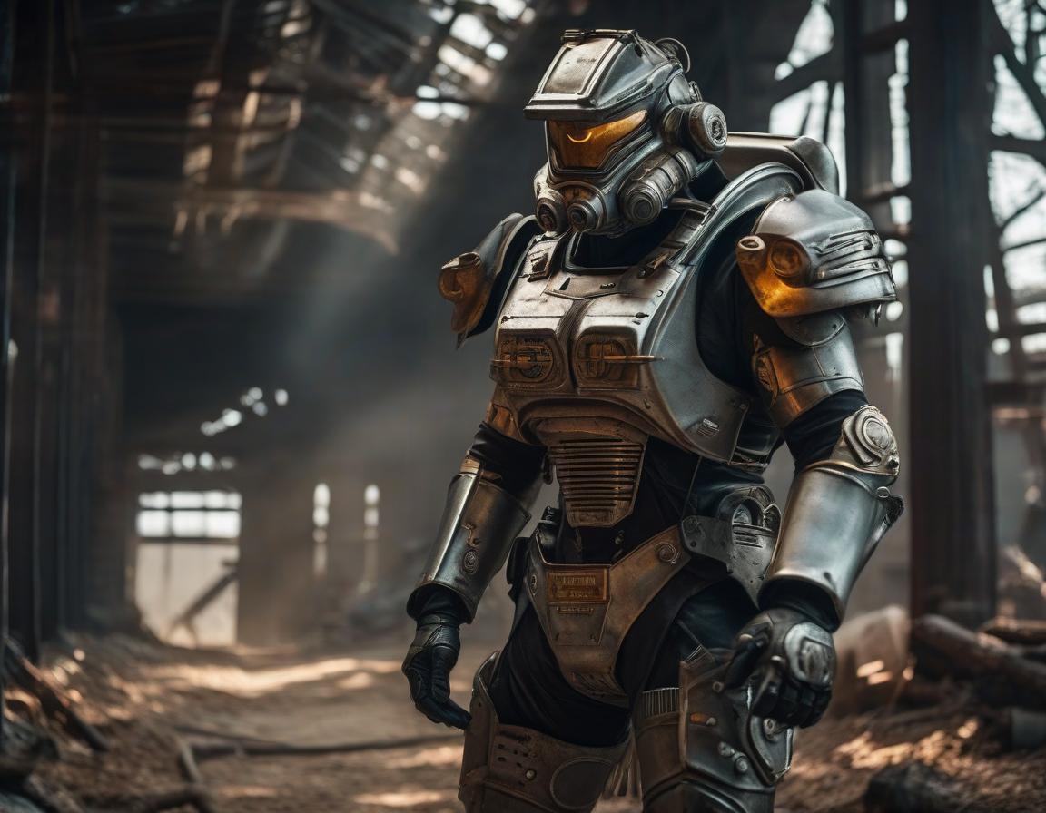  person in a light hermetic power armor post apocalypse hyperrealistic, full body, detailed clothing, highly detailed, cinematic lighting, stunningly beautiful, intricate, sharp focus, f/1. 8, 85mm, (centered image composition), (professionally color graded), ((bright soft diffused light)), volumetric fog, trending on instagram, trending on tumblr, HDR 4K, 8K