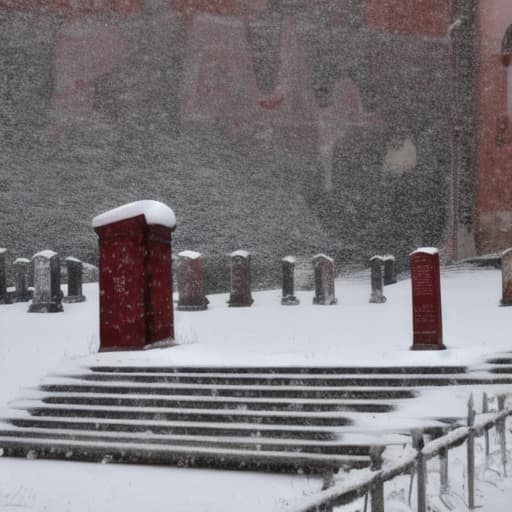  una rosa rossa. cimitero. fiocchi di neve