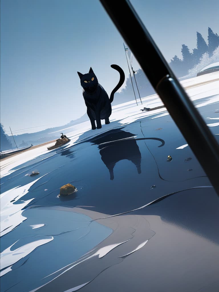  (((釣り猫、black cat that fishing small fish、black cat fishing with a tail:1.4)))、((icon、symbol design))、black cat & small fish、(long shot:1.6、on the frozen lake)、best quality:1.4、masterpiece:1.4、ultra detailed texture、RAW photorealistic、absurd resolution、8K illustration、no background、💩、💩、💩、💩、💩、, masterpiece, best quality,8k,ultra detailed,high resolution,an extremely delicate and beautiful,hyper detail