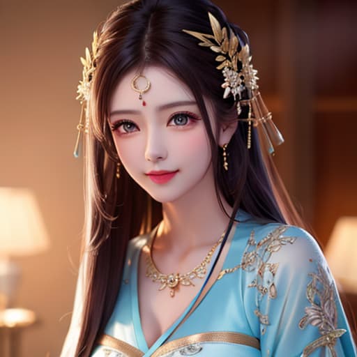  best quality, masterpiece, highres, 1girl,blush,(seductive smile:0.8),star shaped pupils,china hanfu,hair ornament,necklace, jewelry,Beautiful face,upon body, tyndall effect,photorealistic, dark studio, rim lighting, two tone lighting,(high detailed skin:1.2), 8k uhd, dslr, soft lighting, high quality, volumetric lighting, candid, Photograph, high resolution, 4k, 8k, Bokeh hyperrealistic, full body, detailed clothing, highly detailed, cinematic lighting, stunningly beautiful, intricate, sharp focus, f/1. 8, 85mm, (centered image composition), (professionally color graded), ((bright soft diffused light)), volumetric fog, trending on instagram, trending on tumblr, HDR 4K, 8K