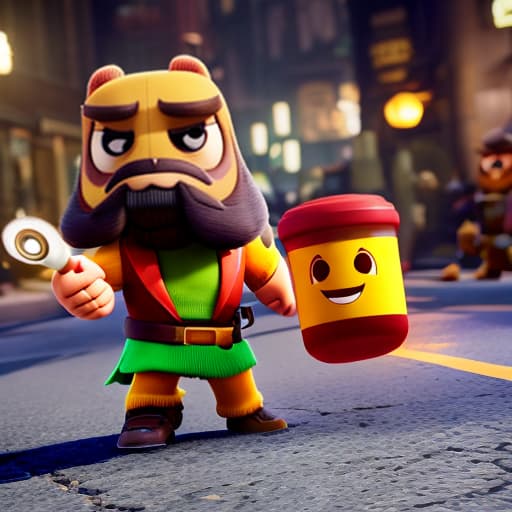 redshift style genera un brawler de brawl stars hyperrealistic, full body, detailed clothing, highly detailed, cinematic lighting, stunningly beautiful, intricate, sharp focus, f/1. 8, 85mm, (centered image composition), (professionally color graded), ((bright soft diffused light)), volumetric fog, trending on instagram, trending on tumblr, HDR 4K, 8K