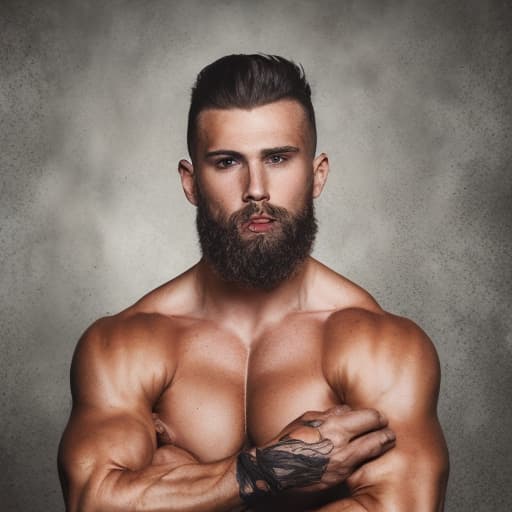 portrait+ style Russian queer fitness model brunette hunk dude face