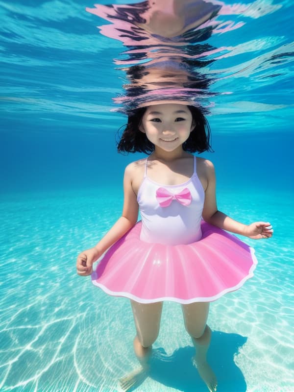  The cutest girl in Japan became a model for an underwater photo.We were able to take a whole body photo of her floating.Her were apart.