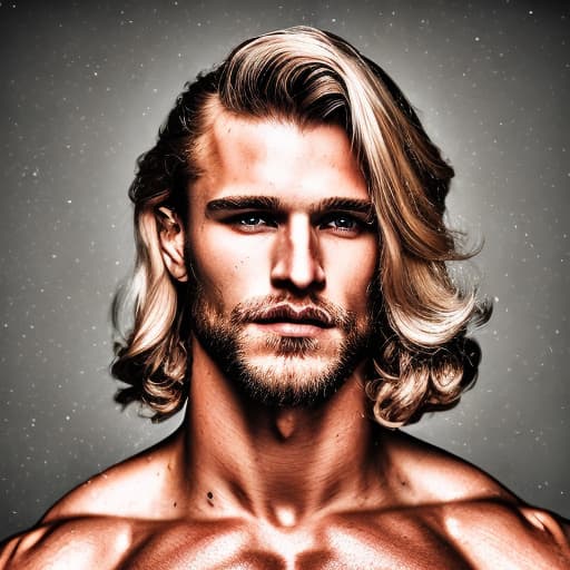 portrait+ style Russian queer fitness model blonde hunk dude face