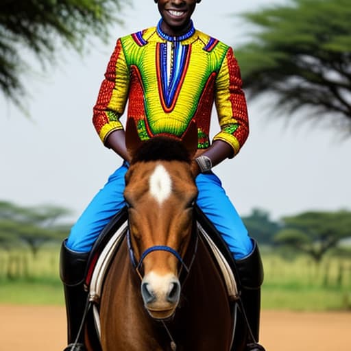  African young man on a horse