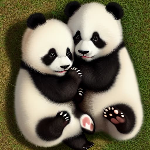  Please draw a picture of panda cubs playing,