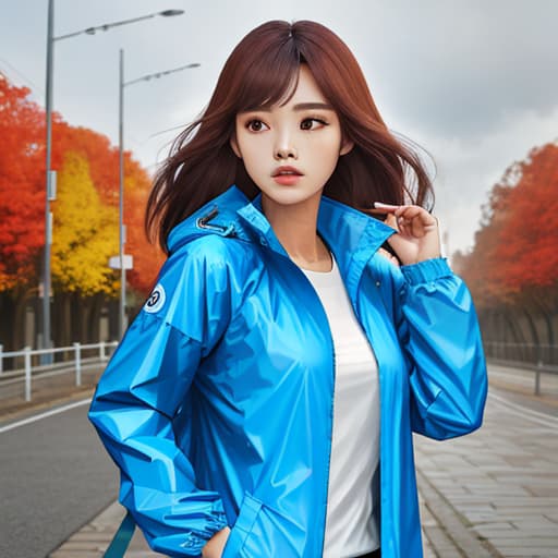  Autumn wind leaves windbreaker beauty sad,