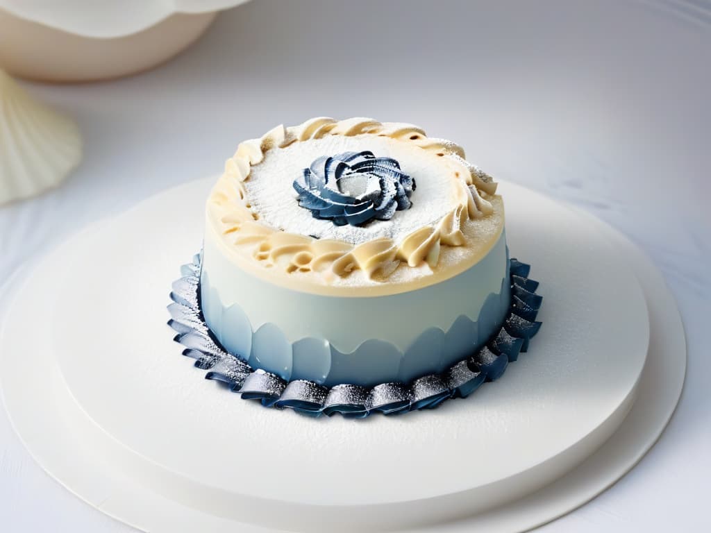  A highresolution, minimalist image of a beautifully crafted French pastry by Yann Couvreur, showcasing intricate layers and delicate decorations in elegant pastel colors. The pastry is placed on a pristine white plate, set against a soft, blurred background to emphasize its sophistication and artistry. hyperrealistic, full body, detailed clothing, highly detailed, cinematic lighting, stunningly beautiful, intricate, sharp focus, f/1. 8, 85mm, (centered image composition), (professionally color graded), ((bright soft diffused light)), volumetric fog, trending on instagram, trending on tumblr, HDR 4K, 8K