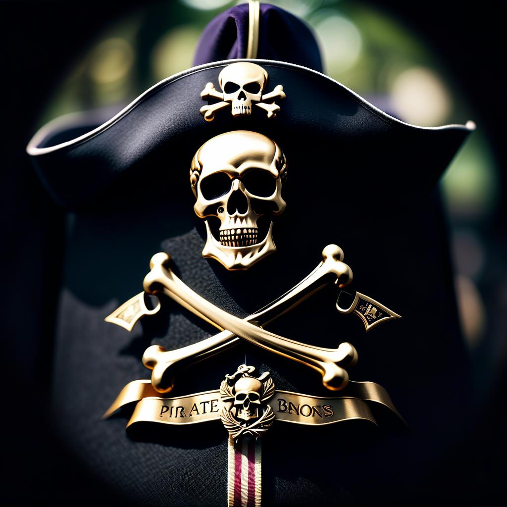  cinematic photo Pirate crest skull with bones and inscription on a ribbon: CEMETERY . 35mm photograph, film, bokeh, professional, 4k, highly detailed hyperrealistic, full body, detailed clothing, highly detailed, cinematic lighting, stunningly beautiful, intricate, sharp focus, f/1. 8, 85mm, (centered image composition), (professionally color graded), ((bright soft diffused light)), volumetric fog, trending on instagram, trending on tumblr, HDR 4K, 8K