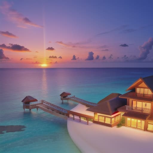  beautiful sunset of the Maldives resort.