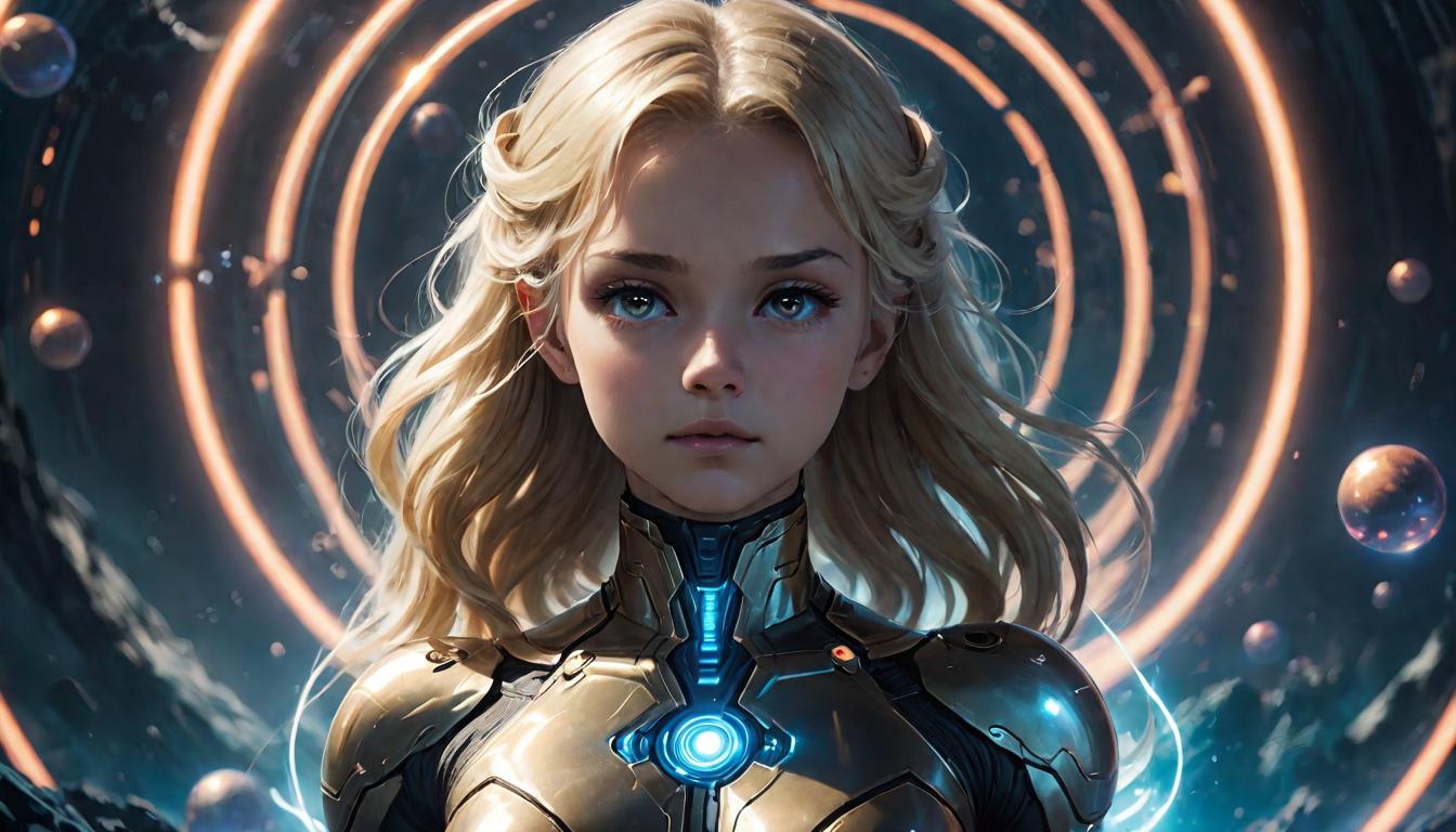  1girl, large busted attractive blonde arian female humanoid, in a meditative state, surrounded by floating energy orbs and ethereal whispers, mood of insight and encouragement, high tech clothing clad in sleek, futuristic costume with metallic accents and form fitting designs, marvel superhero comics style, unreal engine rendering