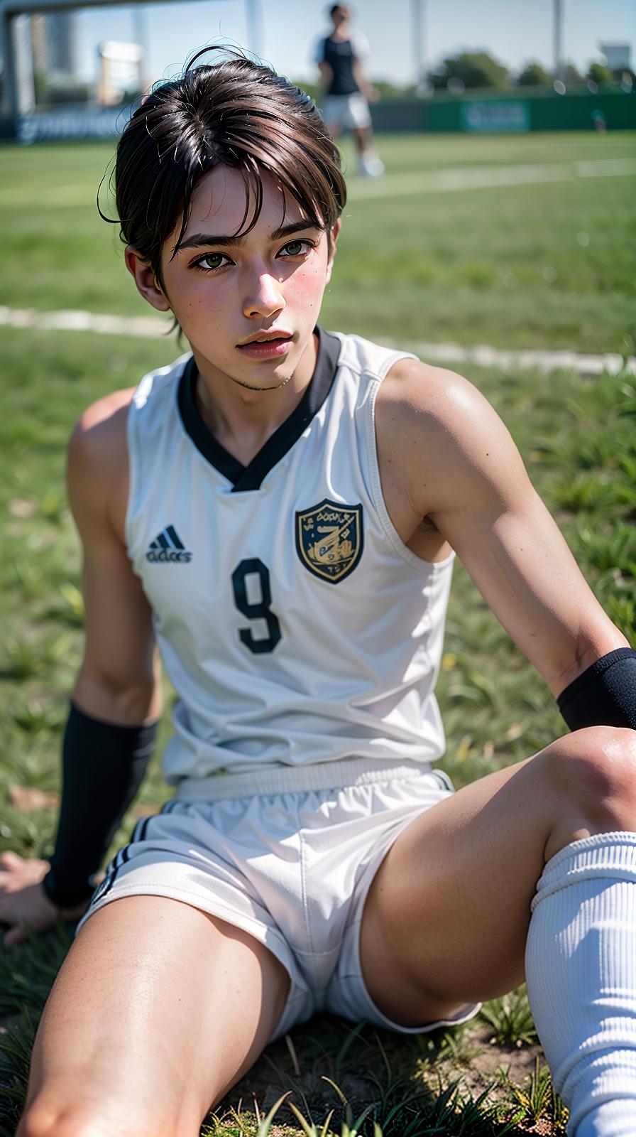  ultra high res, (photorealistic:1.4), raw photo, (realistic face), realistic eyes, (realistic skin), <lora:XXMix9_v20LoRa:0.8>, (handsome:1.6), (male:2), (young soccer players:1.3), (pompadour:1.2), (white briefs:1.3), (sleeveless:1.2), spike shoes, (soccer shin guards:1.3), young, sitting posture, (spread legs:1.1), real skin, (sexy posing:1.3), hot guy, (muscular:1.3),, (bulge:1.1), trained calves, thigh, realistic, lifelike, high quality, photos taken with a single-lens reflex camera, (looking at the camera:1.2)
