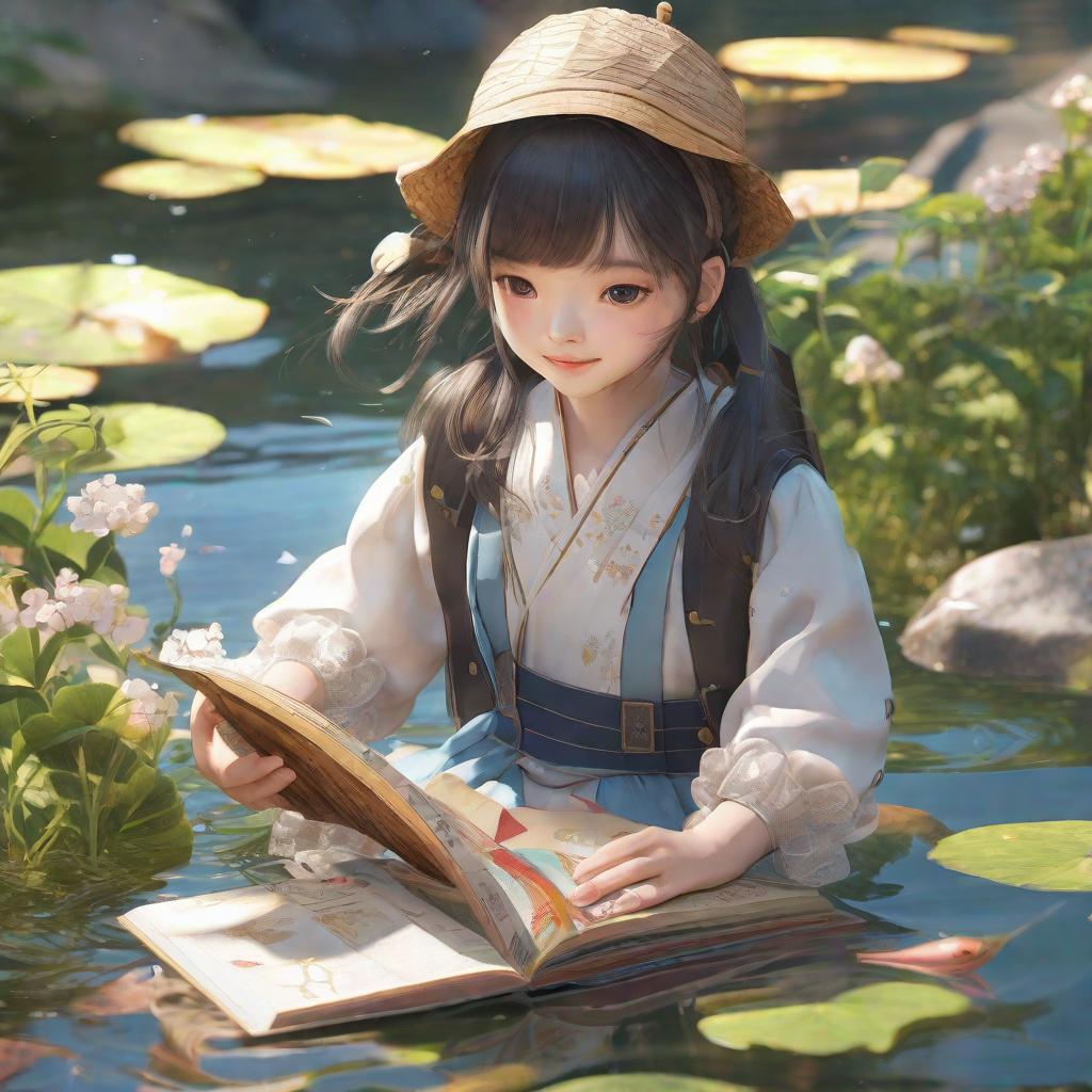  Masterpiece, best quality, ip image, based on Lingkun, name: Lingge, gender: girl, personality: optimistic, cheerful, strong affinity, hobbies: swimming, reading, data research