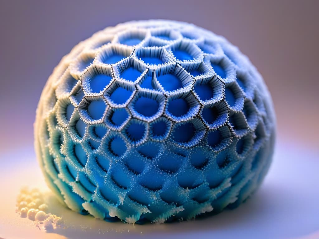  An ultradetailed closeup image of a delicate sugar molecule structure, showcasing its intricate latticelike pattern in crystal clear resolution. The image should highlight the molecular complexity and beauty found within the ingredients utilized in molecular gastronomy, serving as a visually captivating representation of the scientific artistry behind this innovative culinary approach. hyperrealistic, full body, detailed clothing, highly detailed, cinematic lighting, stunningly beautiful, intricate, sharp focus, f/1. 8, 85mm, (centered image composition), (professionally color graded), ((bright soft diffused light)), volumetric fog, trending on instagram, trending on tumblr, HDR 4K, 8K