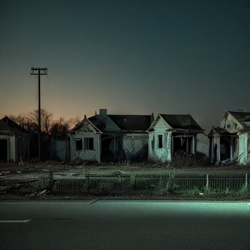  An abandoned neighborhood at night