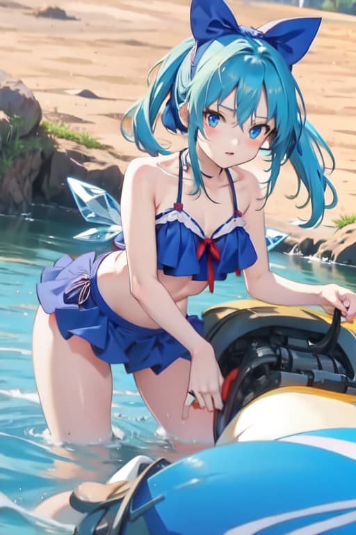  Cirno, bikini, Ghibli style