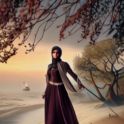 wa-vy style Islamic hijabi girl Animated hyperrealistic, full body, detailed clothing, highly detailed, cinematic lighting, stunningly beautiful, intricate, sharp focus, f/1. 8, 85mm, (centered image composition), (professionally color graded), ((bright soft diffused light)), volumetric fog, trending on instagram, trending on tumblr, HDR 4K, 8K