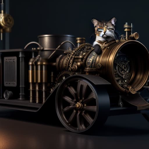  Cat ,many mechanisms,--style Steampunk Art,Steampunk,  hyper realism, hdr, 8k