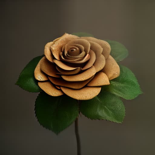 redshift style alone rose, golden in color, with leaves for the logo