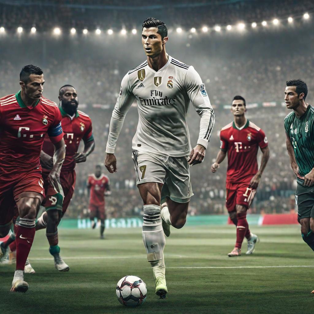  Cristiano Ronaldo Creepy hyperrealistic, full body, detailed clothing, highly detailed, cinematic lighting, stunningly beautiful, intricate, sharp focus, f/1. 8, 85mm, (centered image composition), (professionally color graded), ((bright soft diffused light)), volumetric fog, trending on instagram, trending on tumblr, HDR 4K, 8K