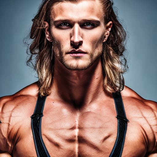 portrait+ style Russian queer fitness model blonde hunk dude face