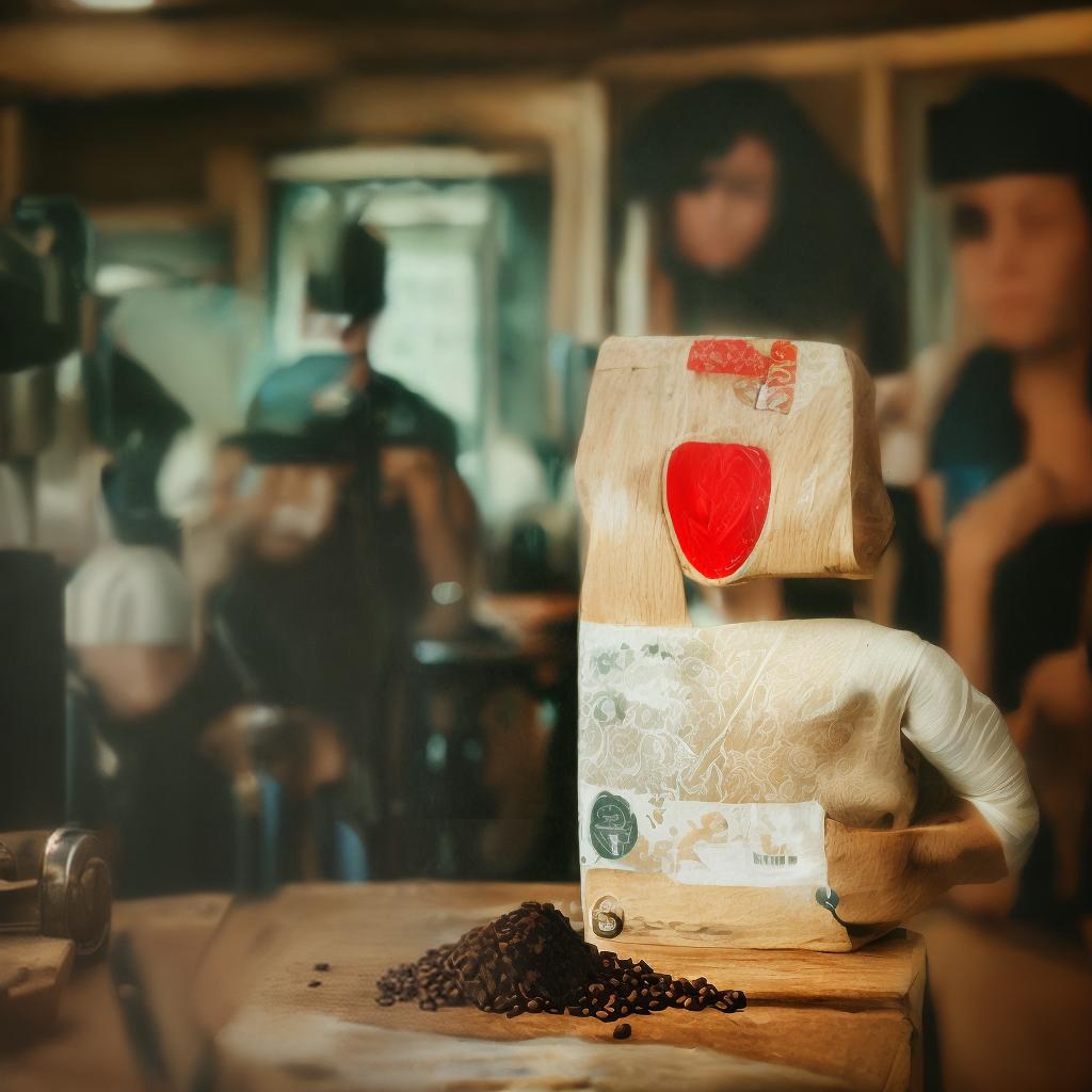  In an antique coffee manufacturing from the year 1850, capture a Polaroid style photograph with muted, sepia tones. The scene should feature wooden crates filled with coffee beans, steam rising from the roasting machines, and men in period clothing operating the equipment. The lighting should be soft and diffused, with a warm, cozy atmosphere. The image should be highly detailed, with intricate textures and patterns on the machinery and the coffee beans., best quality, ultrahigh resolution, highly detailed, (sharp focus), masterpiece, (centered image composition), (professionally color graded), ((bright soft diffused light)), trending on instagram, trending on tumblr, HDR 4K