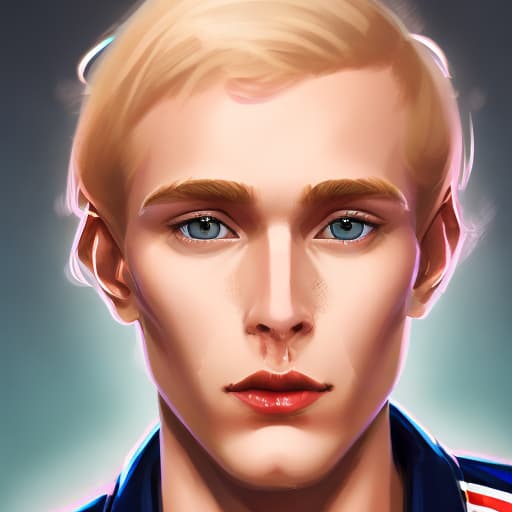 portrait+ style Russian homosexual queer supermodel blonde hunk dude face