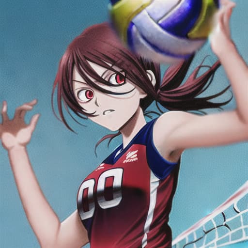  anime volleyball power red eyes