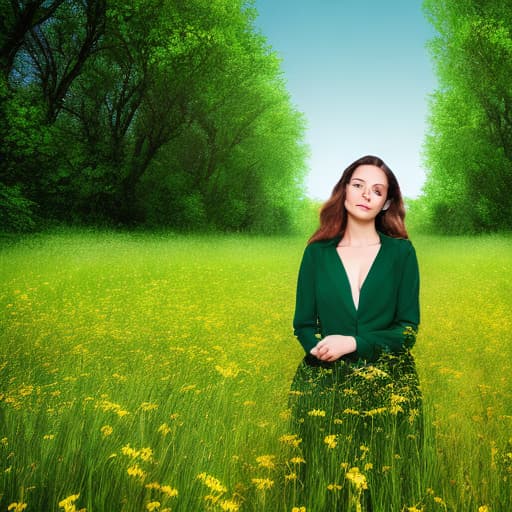 portrait+ style Car green grass with flowers