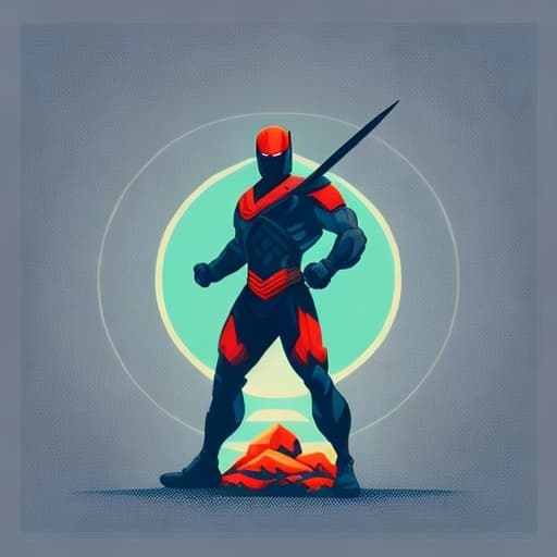  ninja, in printdesign, in PrintDesign Style, Vector t-shirt design of a in a circle like structure in the center, close up, illustration. Negative spacing around the art, background design dark. hyperrealistic, full body, detailed clothing, highly detailed, cinematic lighting, stunningly beautiful, intricate, sharp focus, f/1. 8, 85mm, (centered image composition), (professionally color graded), ((bright soft diffused light)), volumetric fog, trending on instagram, trending on tumblr, HDR 4K, 8K