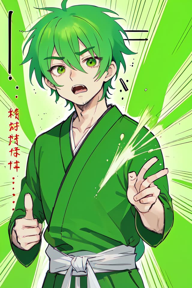  Green hair handsome, Takebayashi tei, shouting