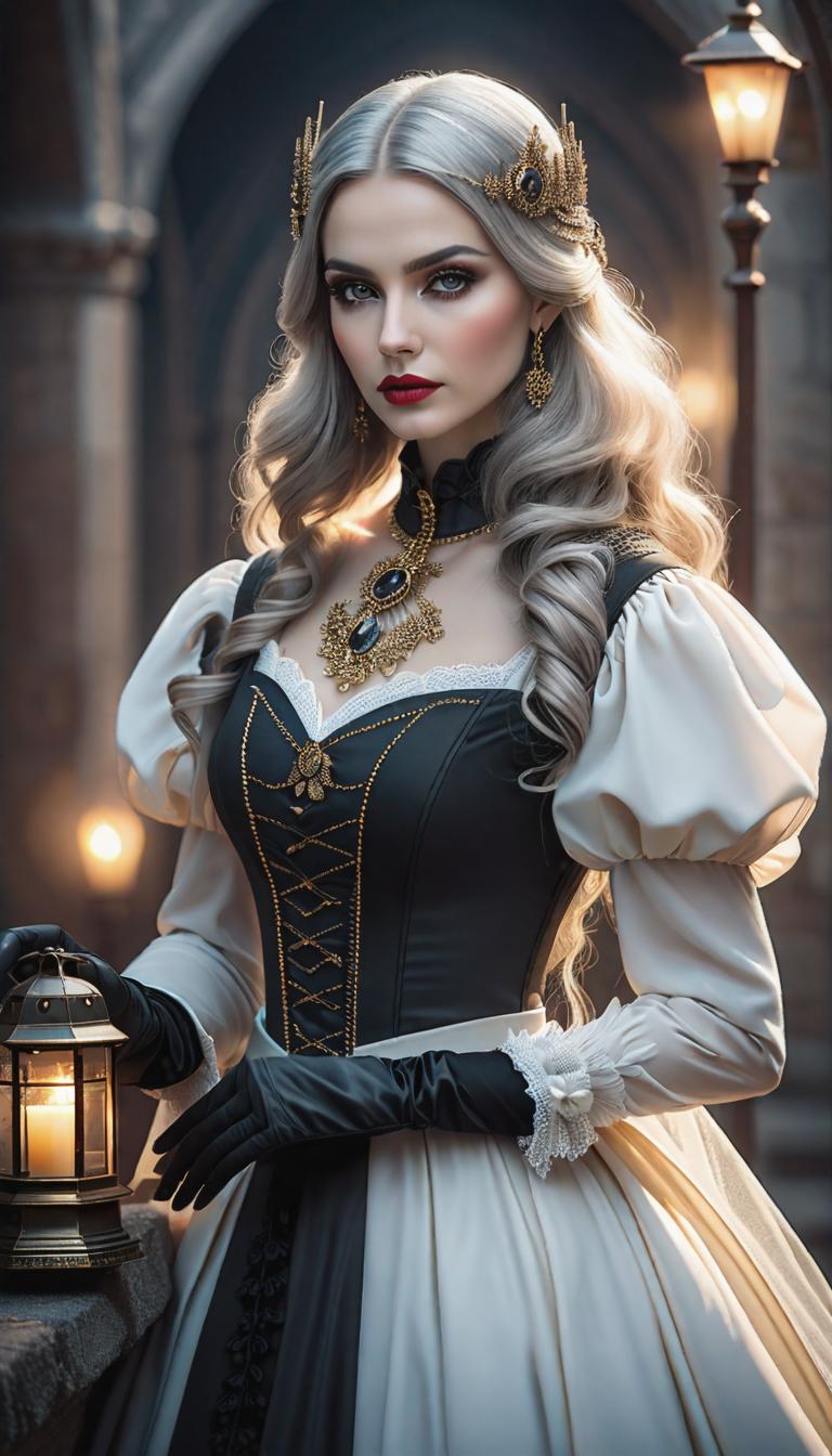  gothic style depiction of Gothic G . dark, mysterious, haunting, dramatic, ornate, detailed, hyperrealistic, full body, detailed clothing, highly detailed, cinematic lighting, stunningly beautiful, intricate, sharp focus, f/1. 8, 85mm, (centered image composition), (professionally color graded), ((bright soft diffused light)), volumetric fog, trending on instagram, trending on tumblr, HDR 4K, 8K