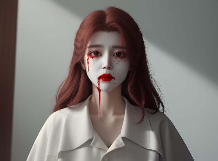  masterpiece, best quality, 8k ghost with blood on her mouth