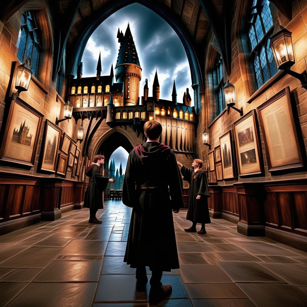  In the rooms of Hogwarts , you can see  s with real s,  people ing and sticking each other's s together, and the pictures are done with a magic wand, the real photo alone, the naturalness, the photo reality, wide-angle camera, all-over photo.