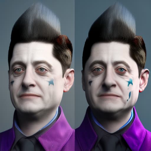 redshift style face president Ukraine zelensky armor baron joker in