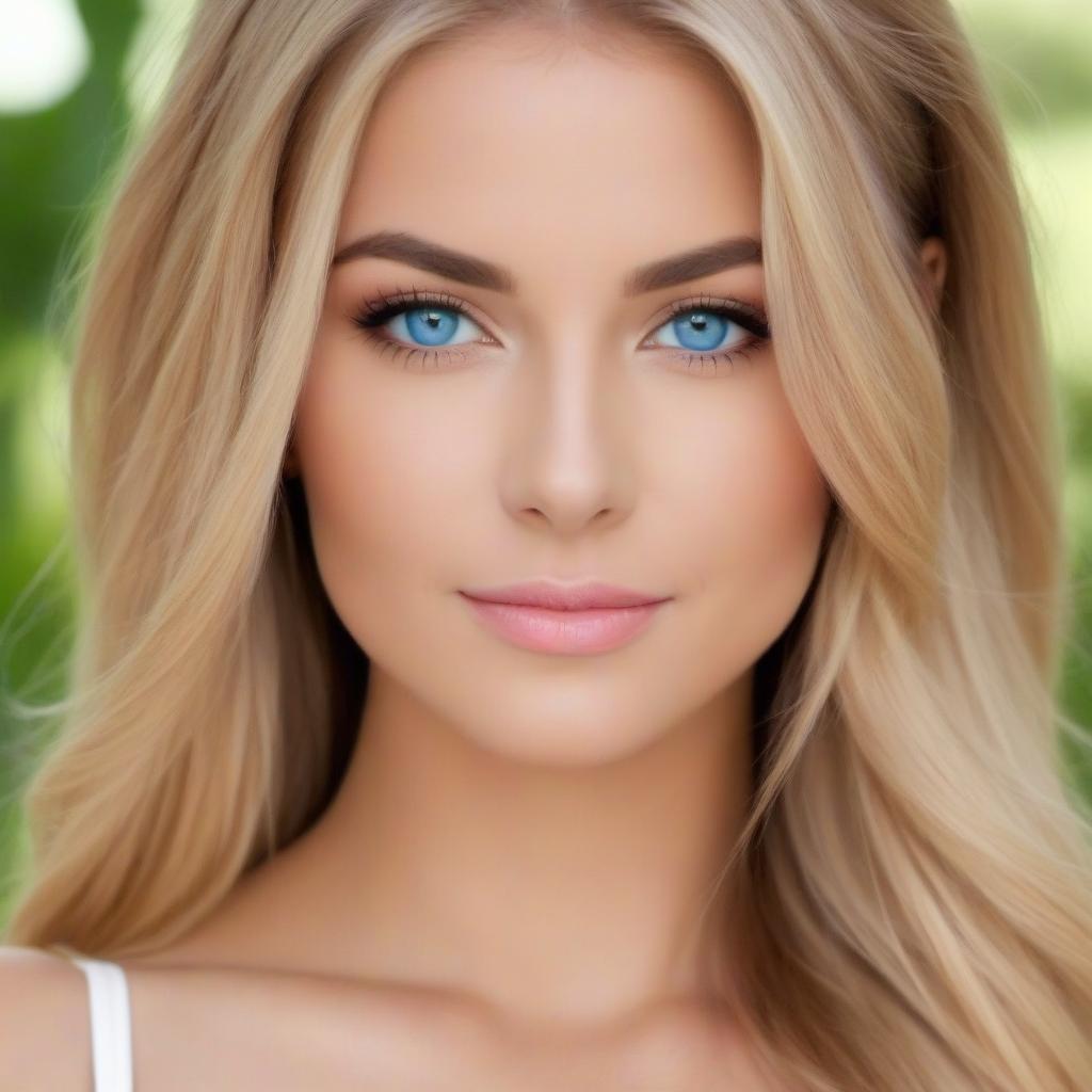  Beautiful , with long blond hair.Bright blue eyes, slender body, pale skin.s