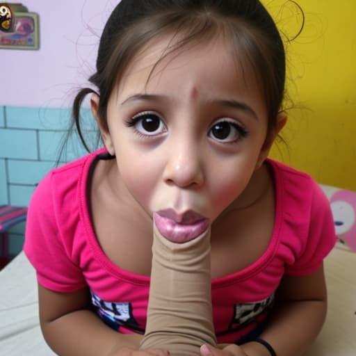  Una niña con un pene en la boca