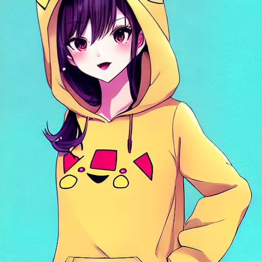  Waifu wear a Pikachu hoodie