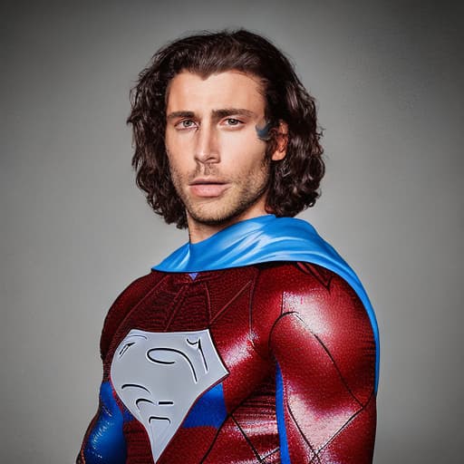 portrait+ style dc superhero queer brunette hunk dude face