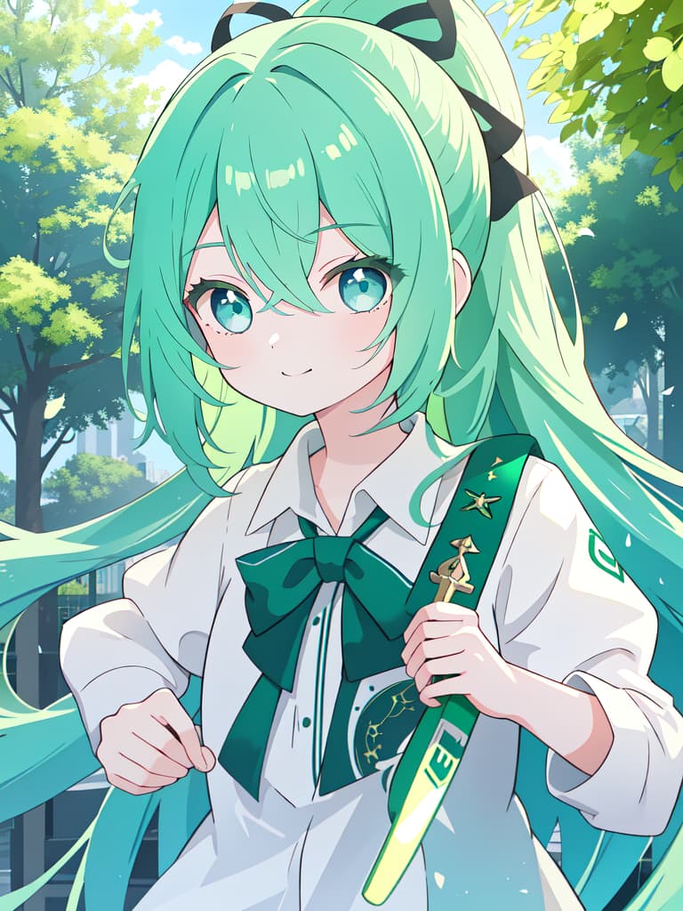  1girl,18yo,green hair,long hair,blue eyes,school uniform,light smile,3d,game cg,, masterpiece, best quality,8k,ultra detailed,high resolution,an extremely delicate and beautiful,hyper detail