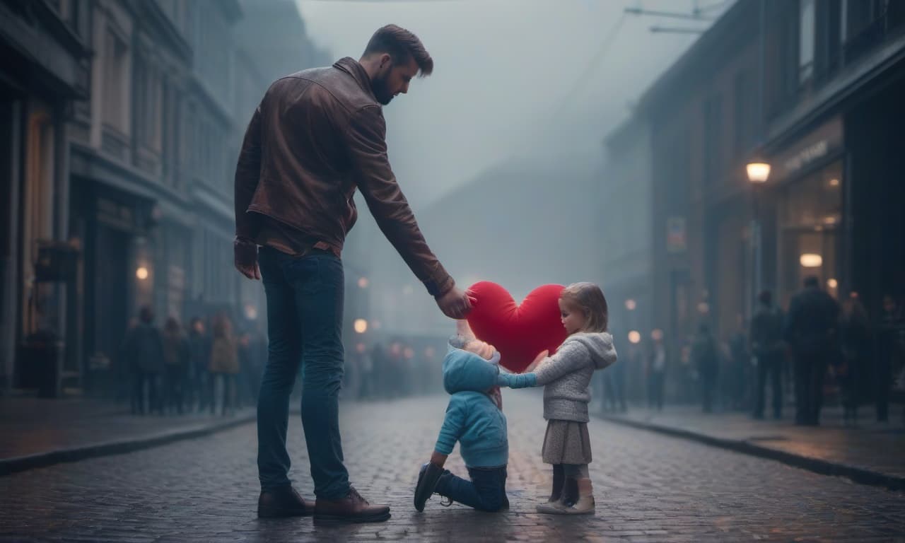  A girl draws a heart on a man. hyperrealistic, full body, detailed clothing, highly detailed, cinematic lighting, stunningly beautiful, intricate, sharp focus, f/1. 8, 85mm, (centered image composition), (professionally color graded), ((bright soft diffused light)), volumetric fog, trending on instagram, trending on tumblr, HDR 4K, 8K